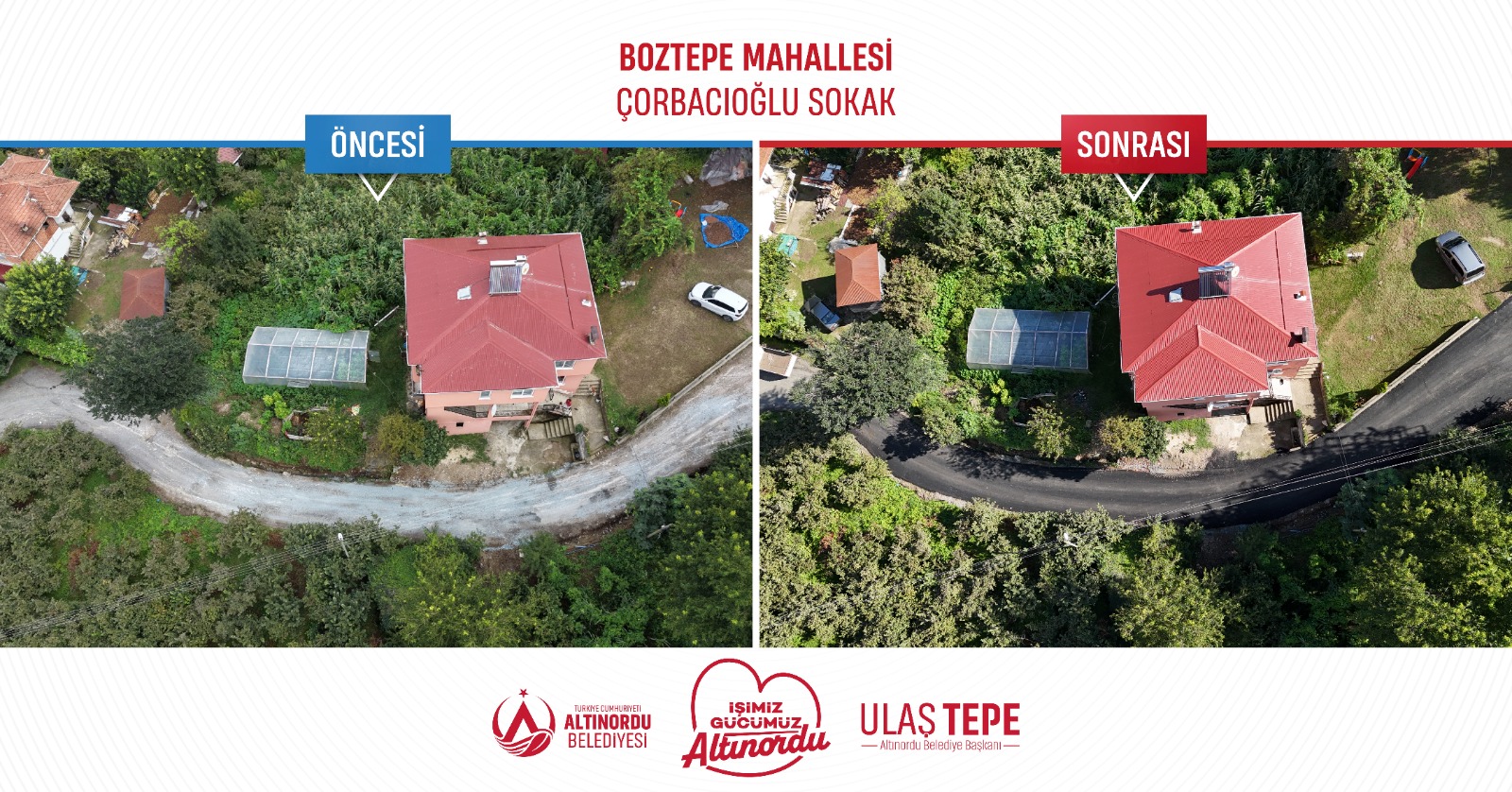 Altınordu Belediyesi Boztepe’de 200 Metrelik Güzergâhı Sıcak Asfaltla Kapladı