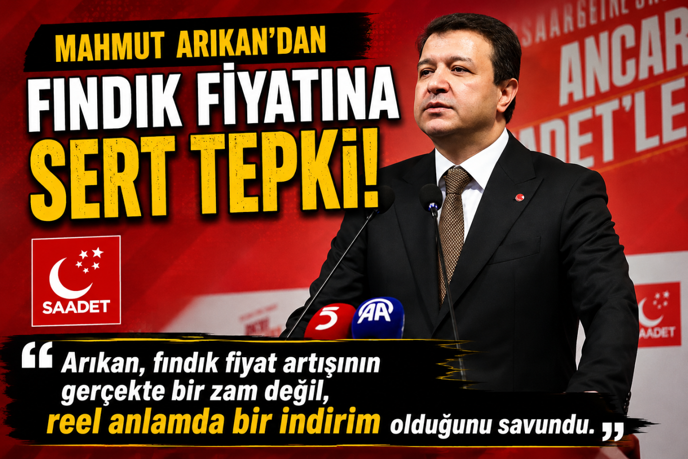 Arıkan, Fındık fiyat artışının gerçekte bir zam değil, reel anlamda bir indirim olduğunu savundu.