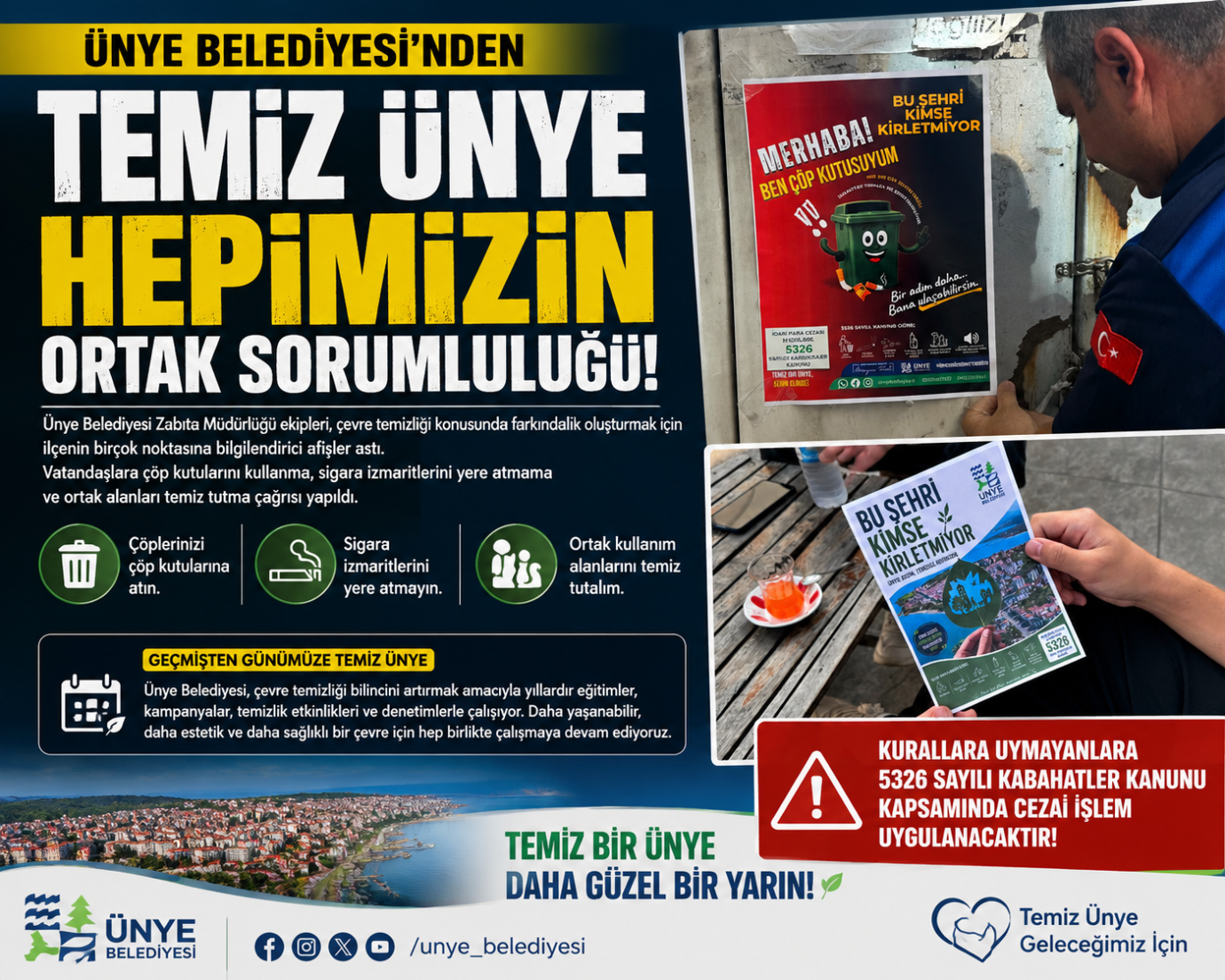 Ünye Belediyesi'nden "Temiz Ünye" Seferberliği: Temiz Kent Hepimizin Ortak Sorumluluğu