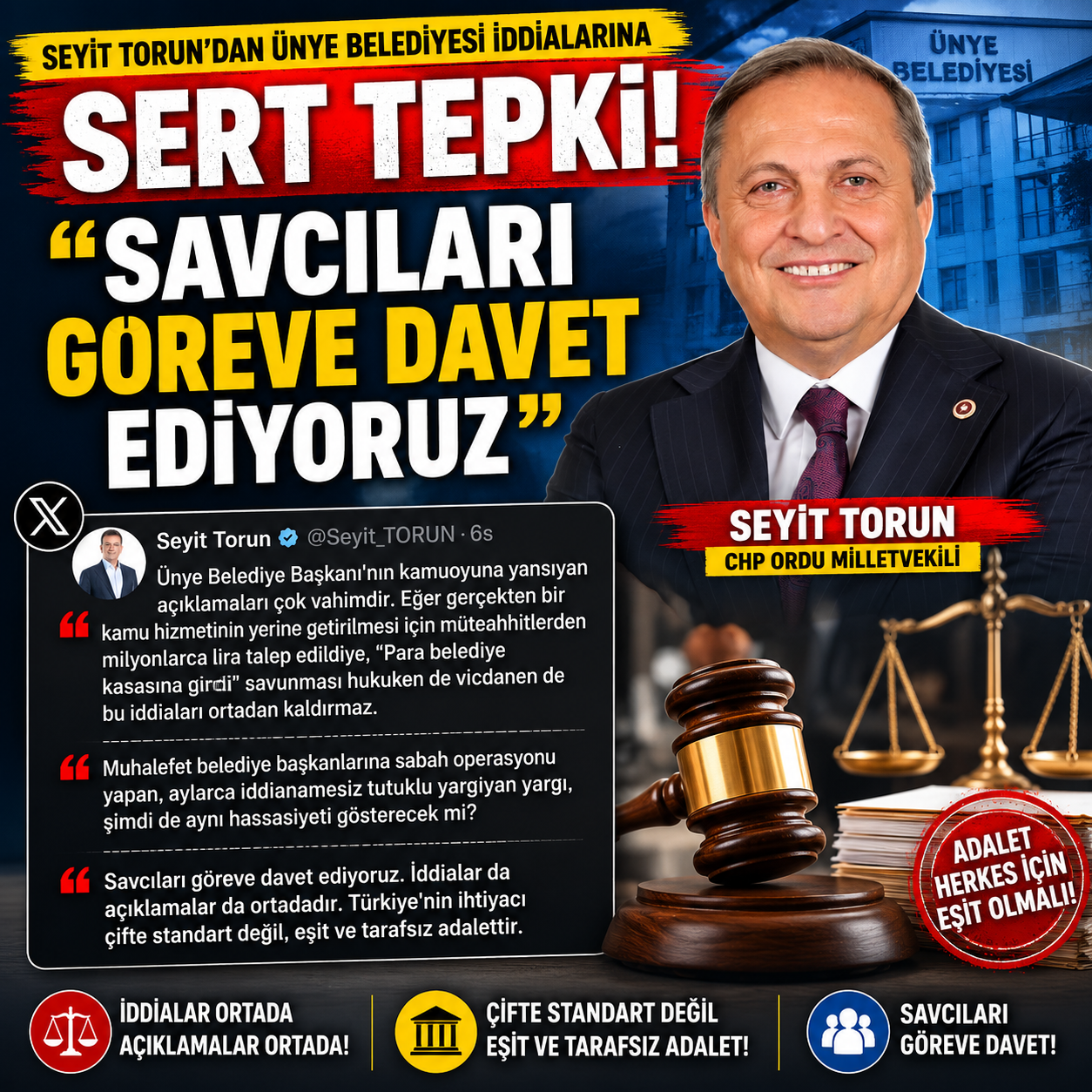 Seyit Torun'dan Ünye Belediyesi İddialarına İlişkin Açıklama: "Savcıları Göreve Davet Ediyoruz"