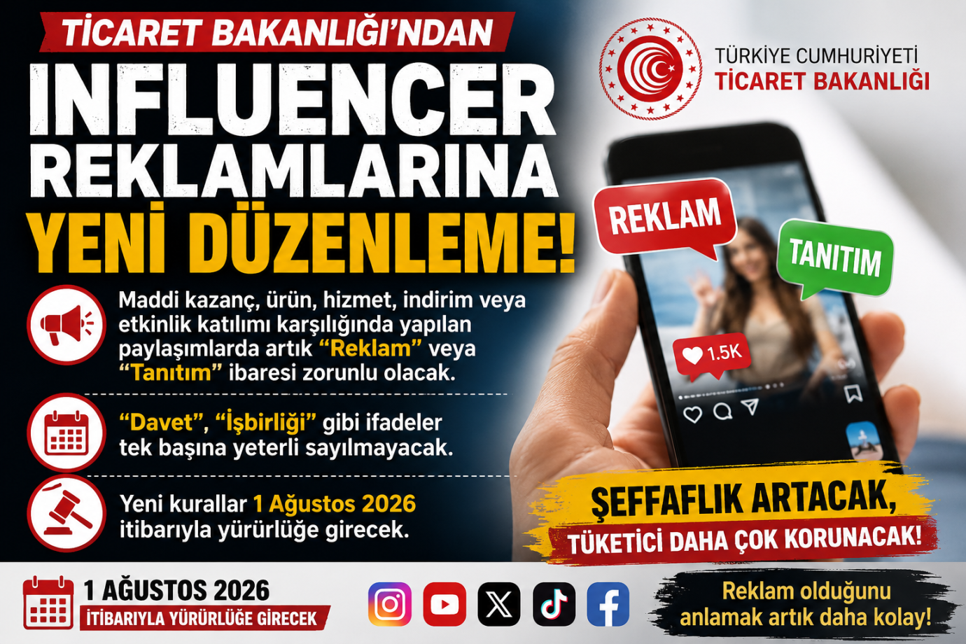 TİCARET BAKANLIĞI'NDAN SOSYAL MEDYA REKLAMLARINA YENİ DÖNEM